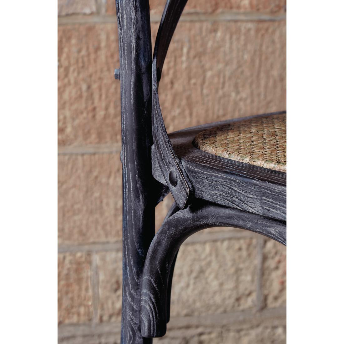GG654 - Bolero Wooden Dining Chair with Cross Backrest Black Wash Finish (Box 2) - GG654  - 8