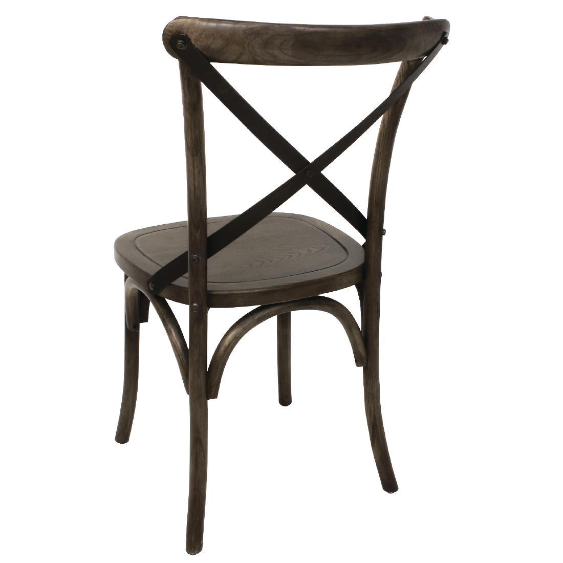 GG658 - Bolero Wooden Dining Chair with Metal Cross Backrest (Walnut Finish) (Pa - GG658  - 2