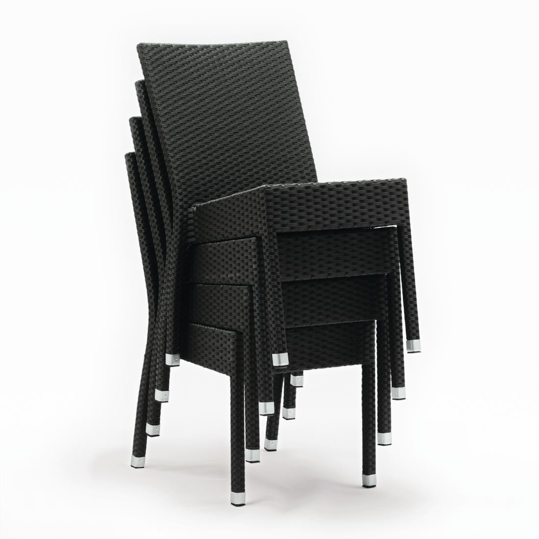 Bolero PE Wicker Side Chairs Charcoal (Pack of 4) - CF159  - 6