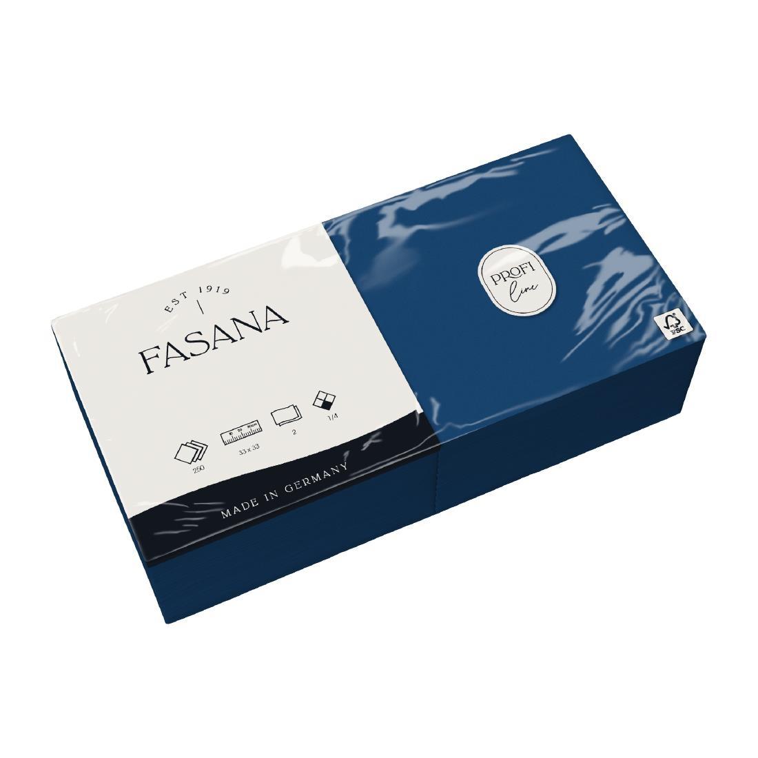 Fasana Lunch Napkin Blue 33x33cm 2ply 1/4 Fold (Pack of 1500) - CK877  - 2