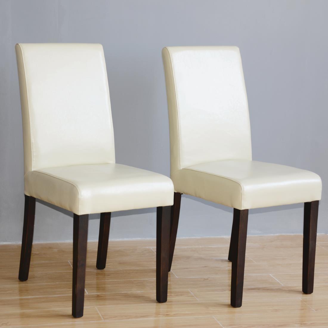 Bolero Faux Leather Dining Chairs Cream (Pack of 2) - GH444  - 5