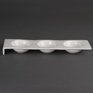 Olympia Whiteware 3 Bowl Dipping Platters 325mm (Pack of 4) - CD734  - 1