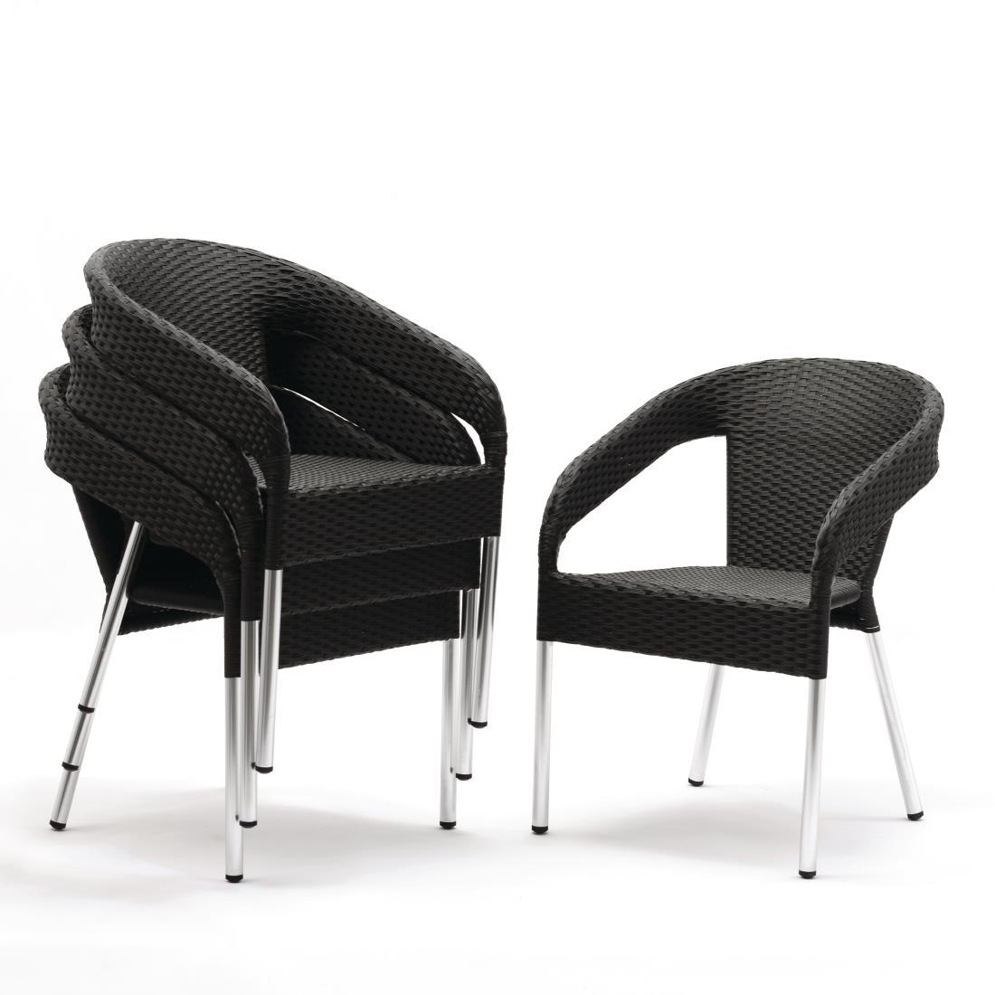 Bolero Wicker Wraparound Bistro Chairs Charcoal (Pack of 4) - CG223  - 1