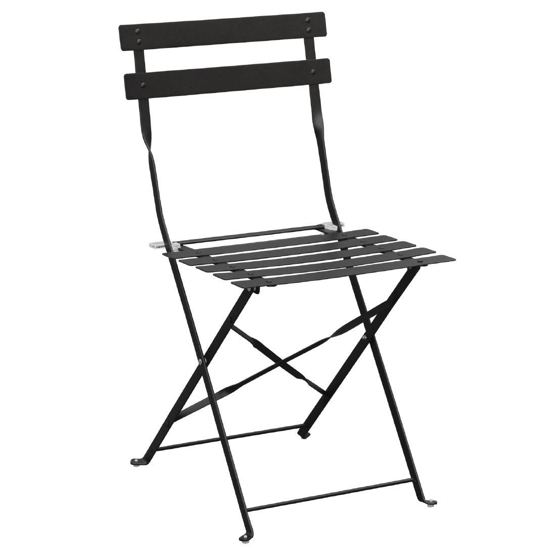 Bolero Black Pavement Style Steel Chairs (Pack of 2) - GH553  - 1