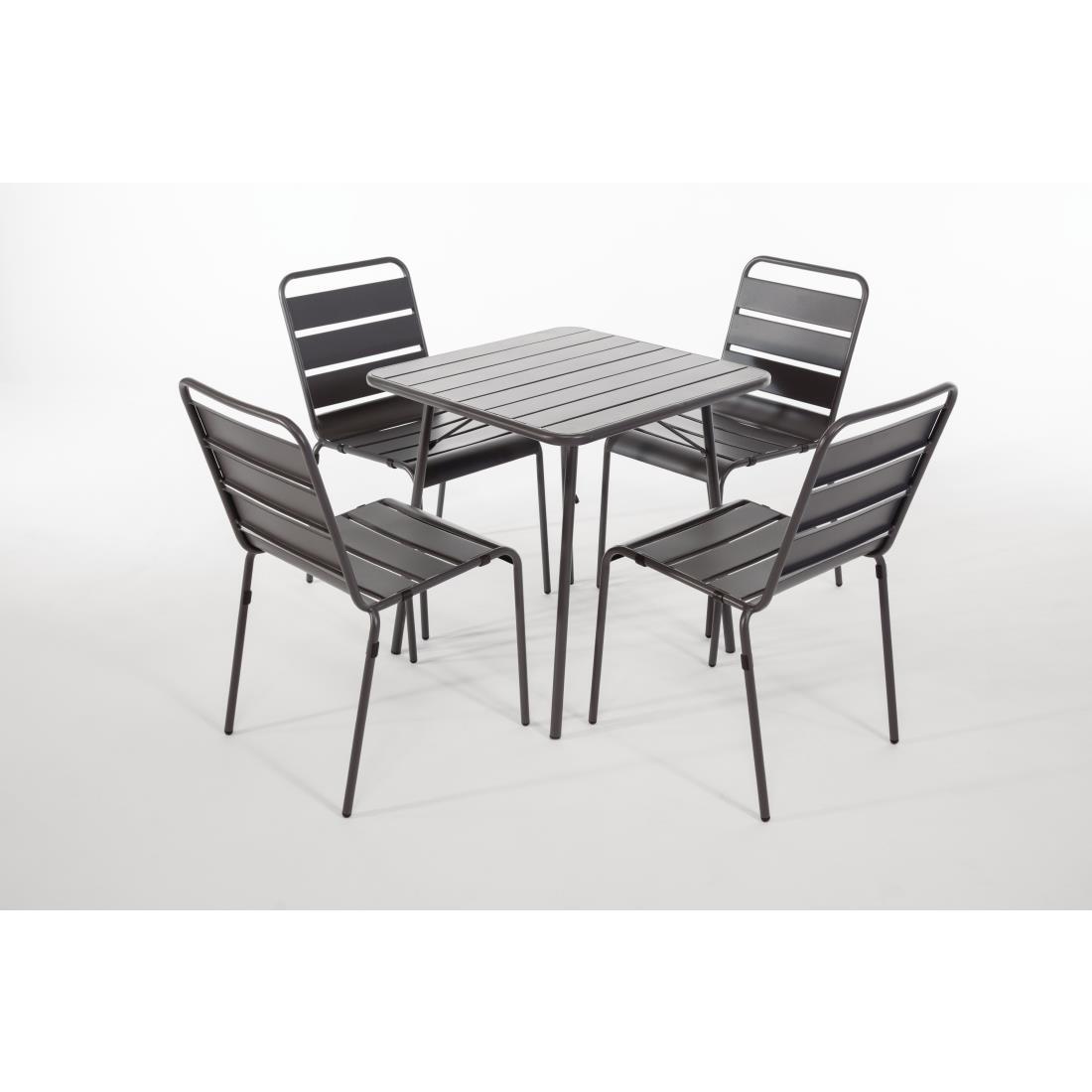 Bolero Square Slatted Steel Table Grey 700mm - CS730  - 6