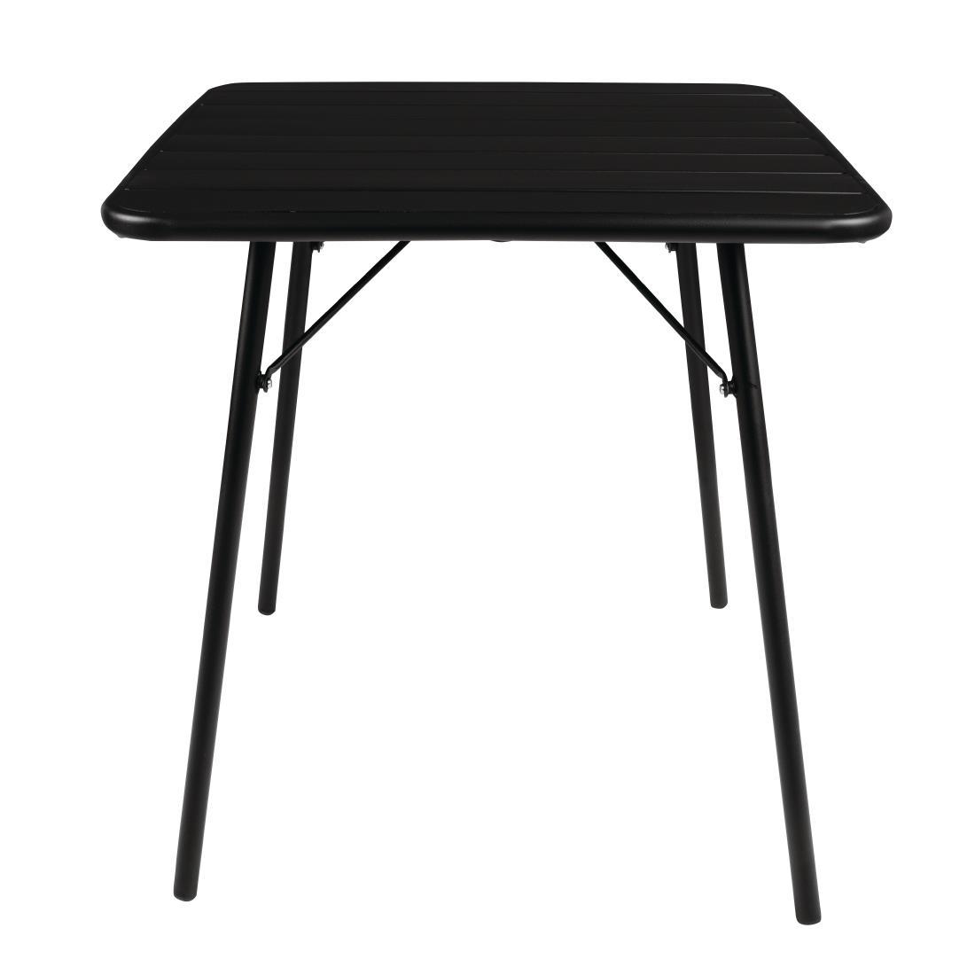 Bolero Square Slatted Steel Table Black 700mm - CS731  - 2