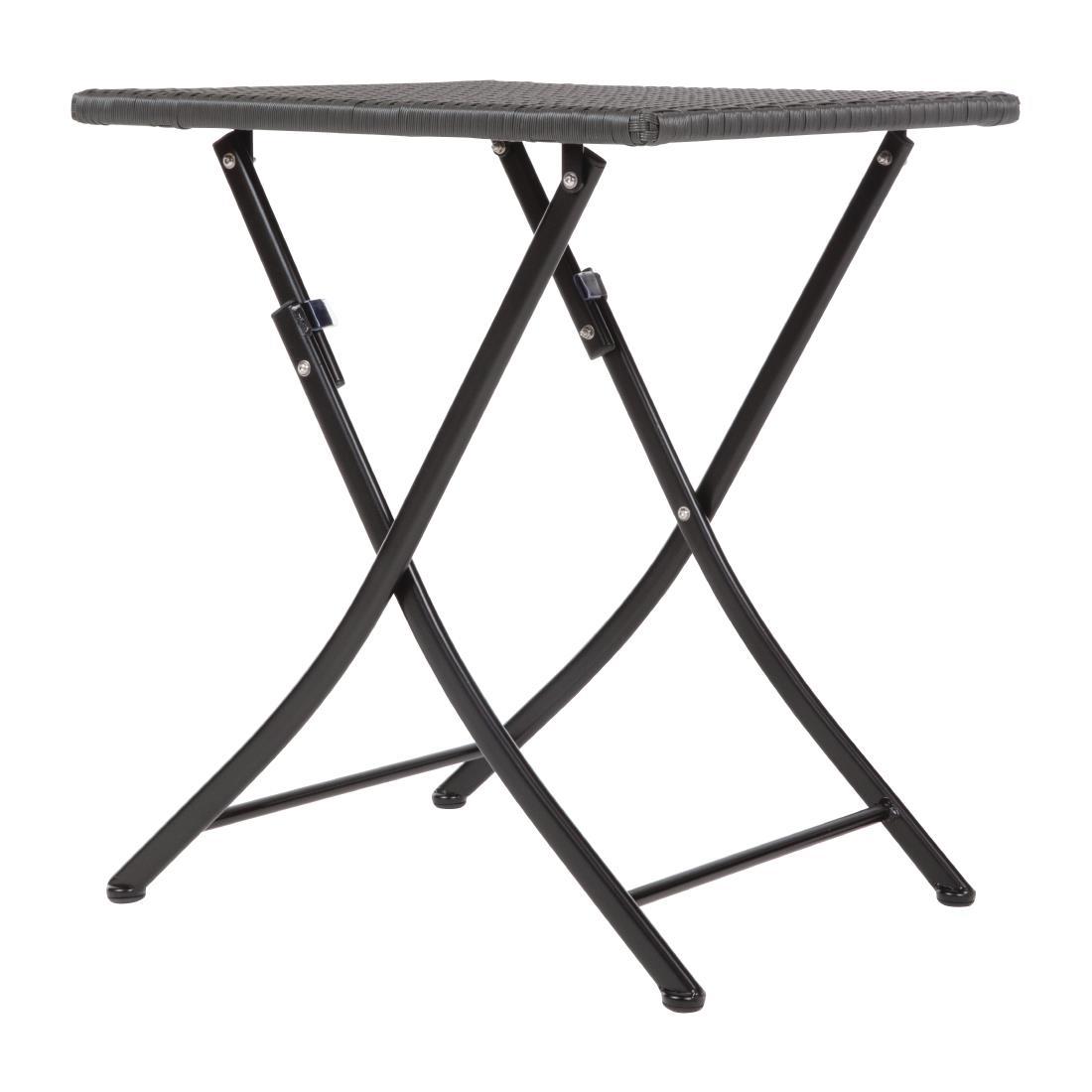 Bolero Square PE Wicker Folding Table Black 600mm - GL302  - 2