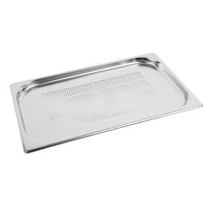 Vogue Stainless Steel Perforated 1/1 Gastronorm Pan 20mm - K827  - 1