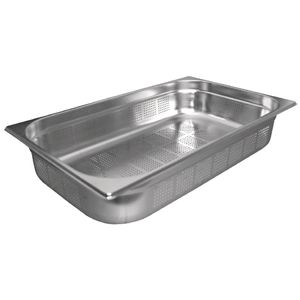 Vogue Stainless Steel Perforated 1/1 Gastronorm Pan 200mm - K843  - 1