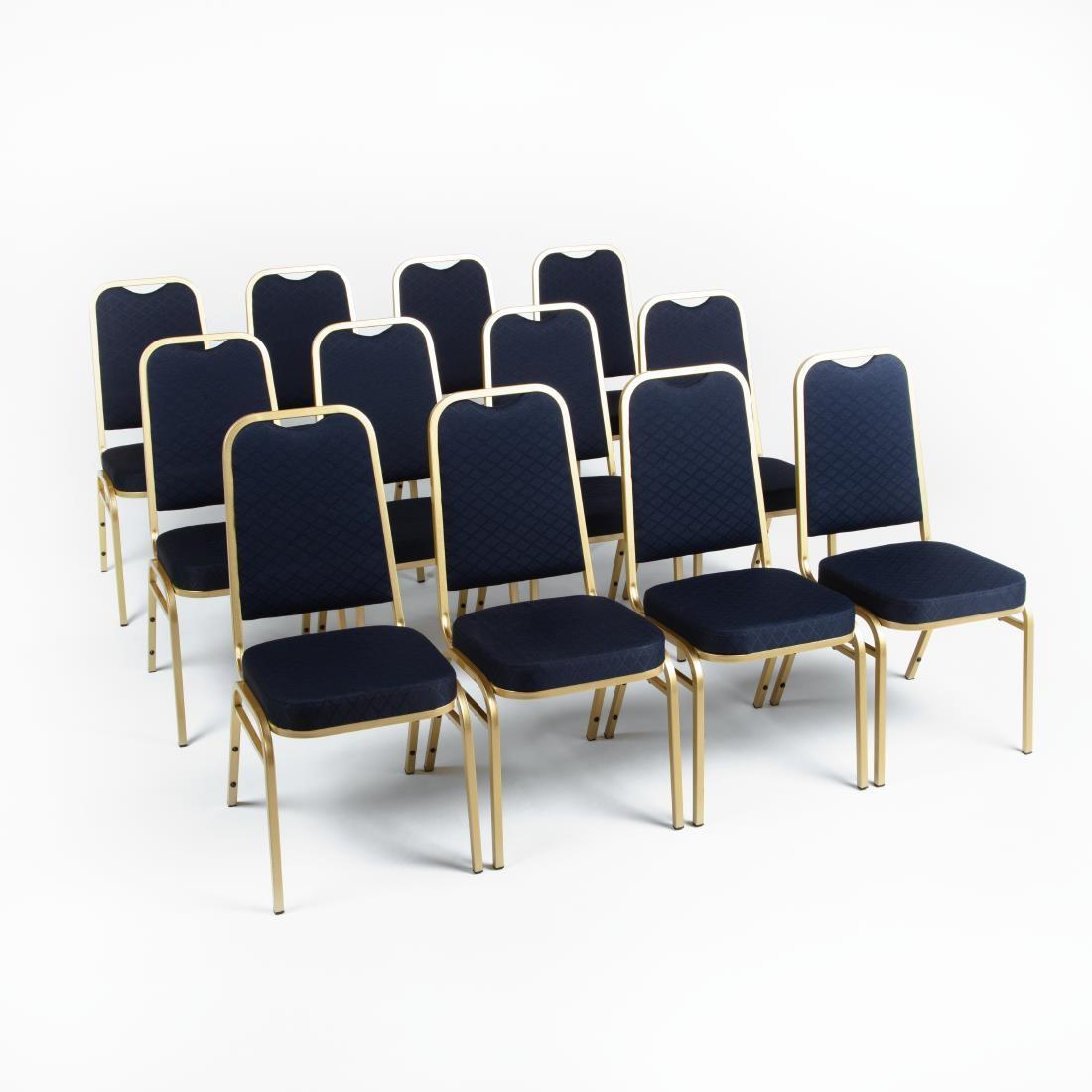 Bolero Square Back Banquet Chairs Blue & Gold (Pack of 4) - DL015  - 5
