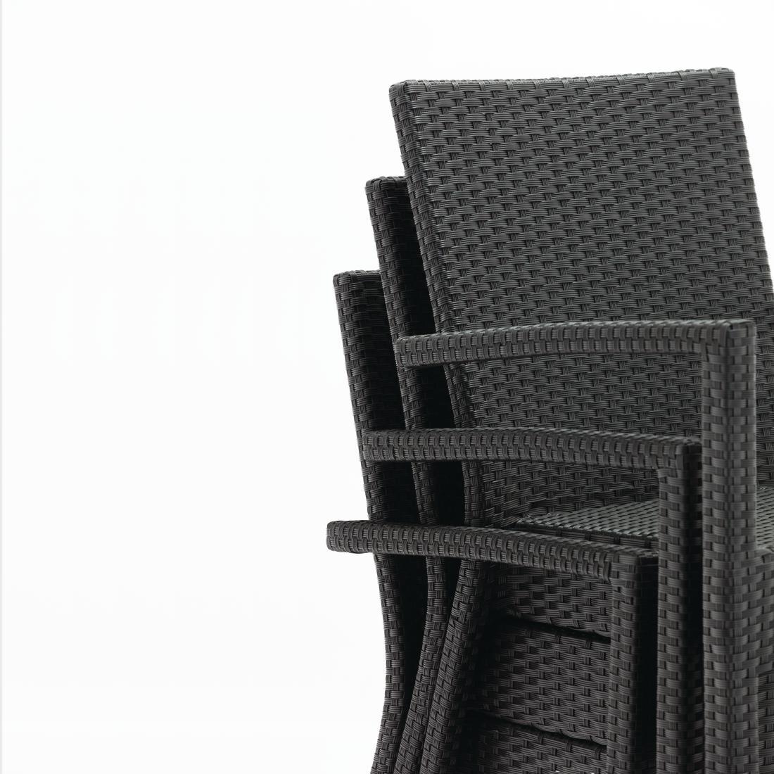 Bolero PE Wicker Armchairs Charcoal (Pack of 4) - DL477  - 5