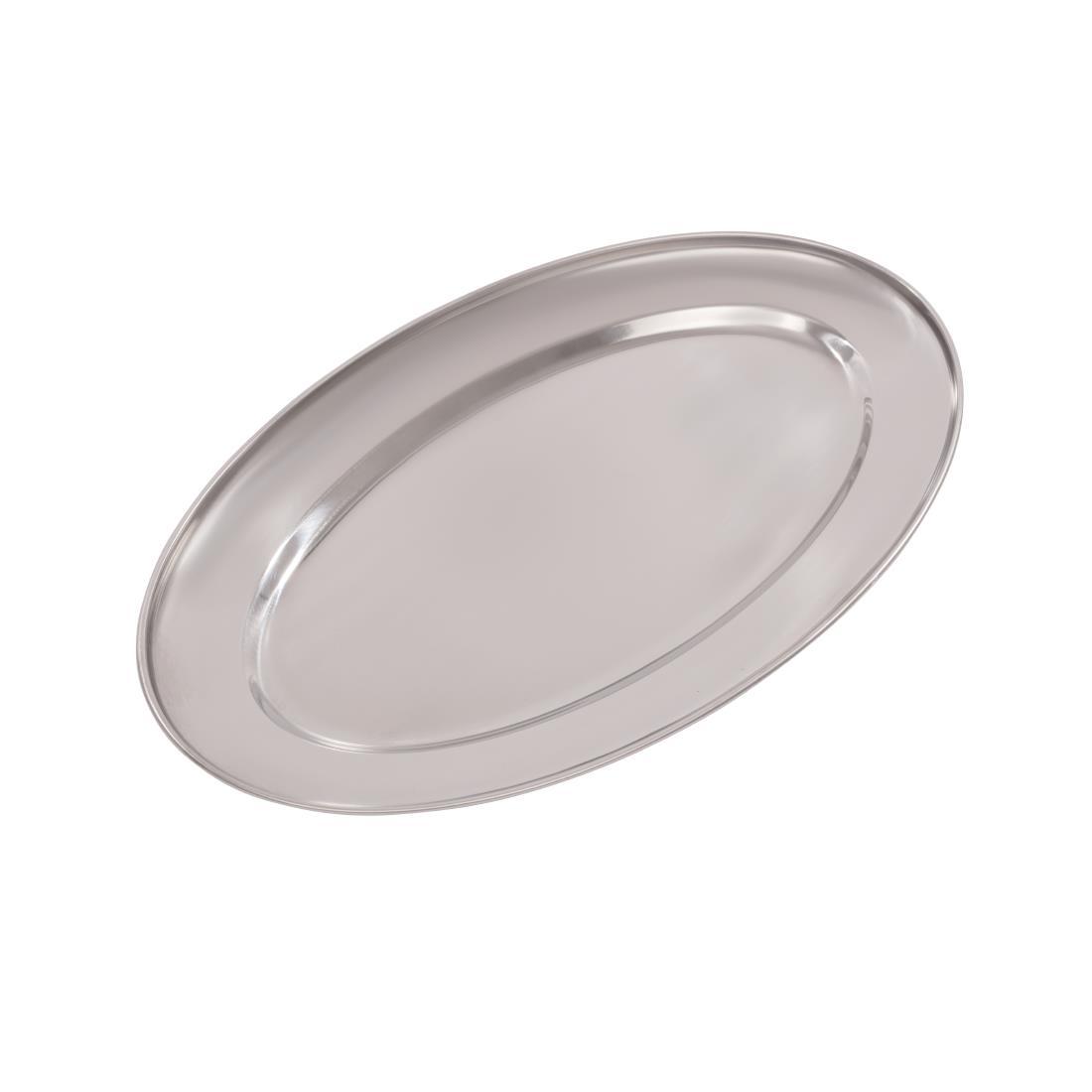 Olympia Stainless Steel Oval Serving Tray 350mm - K364  - 1