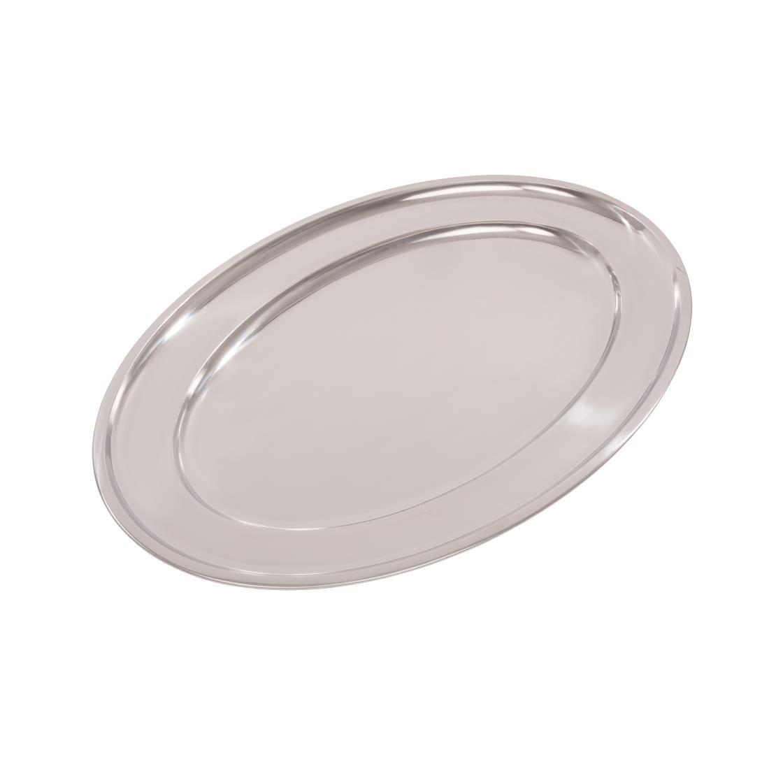 Olympia Stainless Steel Oval Serving Tray 605mm - K369  - 1