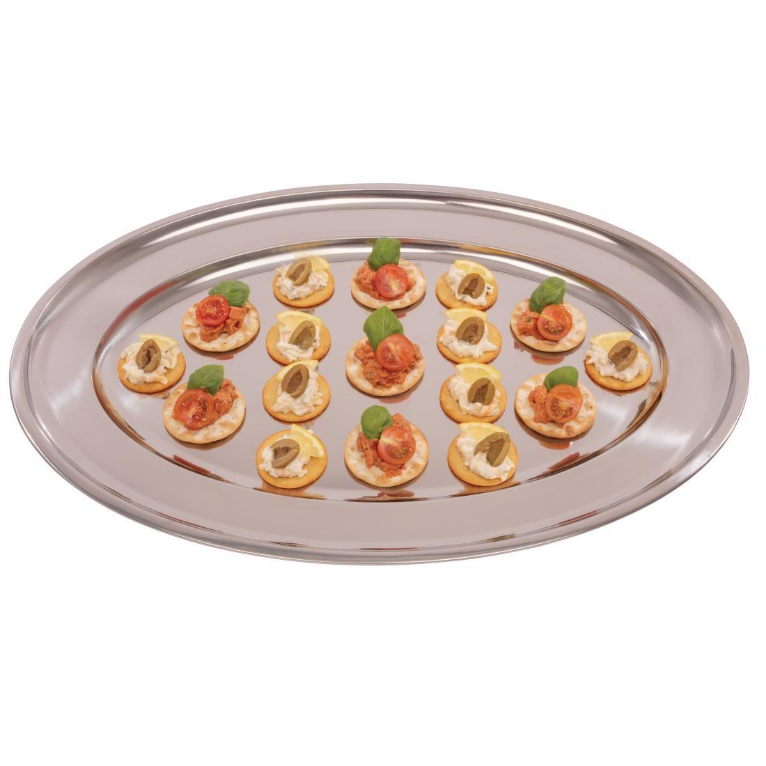 Olympia Stainless Steel Oval Serving Tray 605mm - K369  - 3
