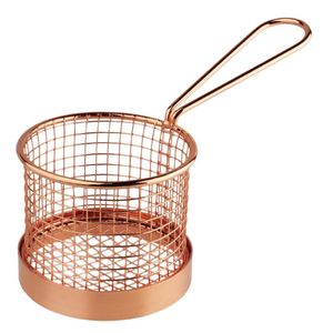 Olympia Round Chip Presentation Basket With Handle Copper - CS315  - 1