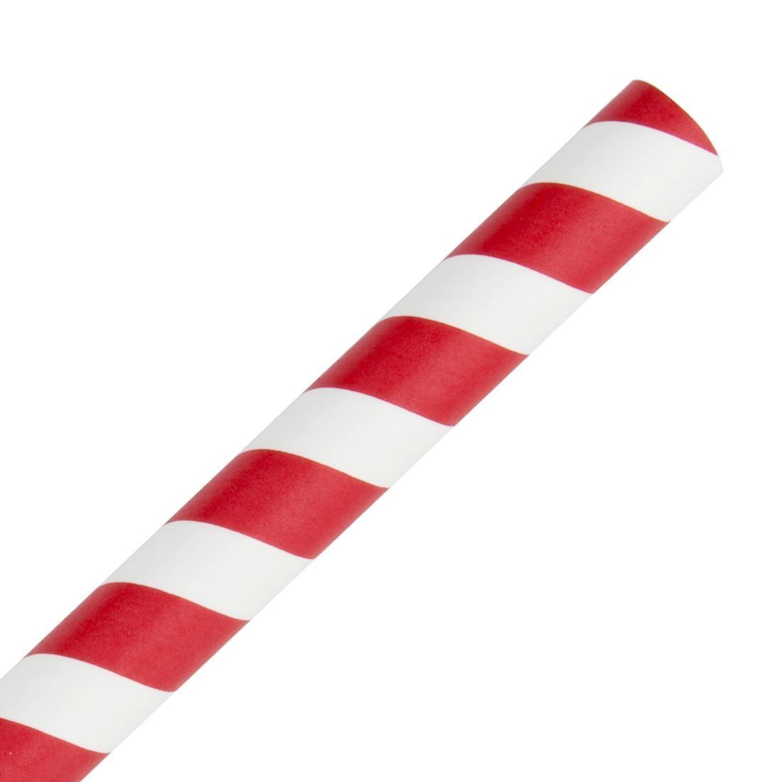 Fiesta Compostable Paper Smoothie Straws Red Stripes (Pack of 250) - FB147  - 3