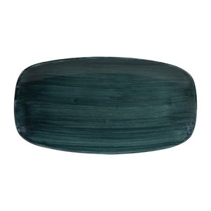 Churchill Stonecast Patina Oblong Chef Plates Rustic Teal 355 x 189mm (Pack of 6) - FA599  - 1