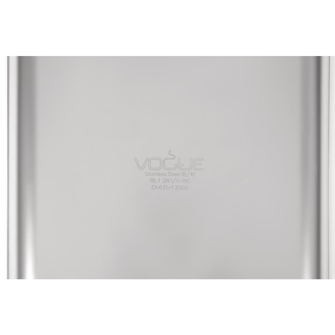 Vogue Heavy Duty Stainless Steel 1/1 Gastronorm Pan 150mm - DW435  - 6