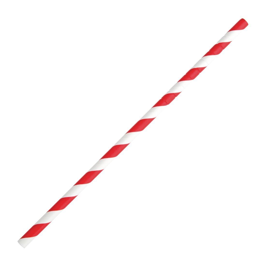 Fiesta Compostable Bendy Paper Straws Red Stripes (Pack of 250) - FB142  - 1