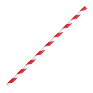 Fiesta Compostable Bendy Paper Straws Red Stripes (Pack of 250) - FB142  - 1