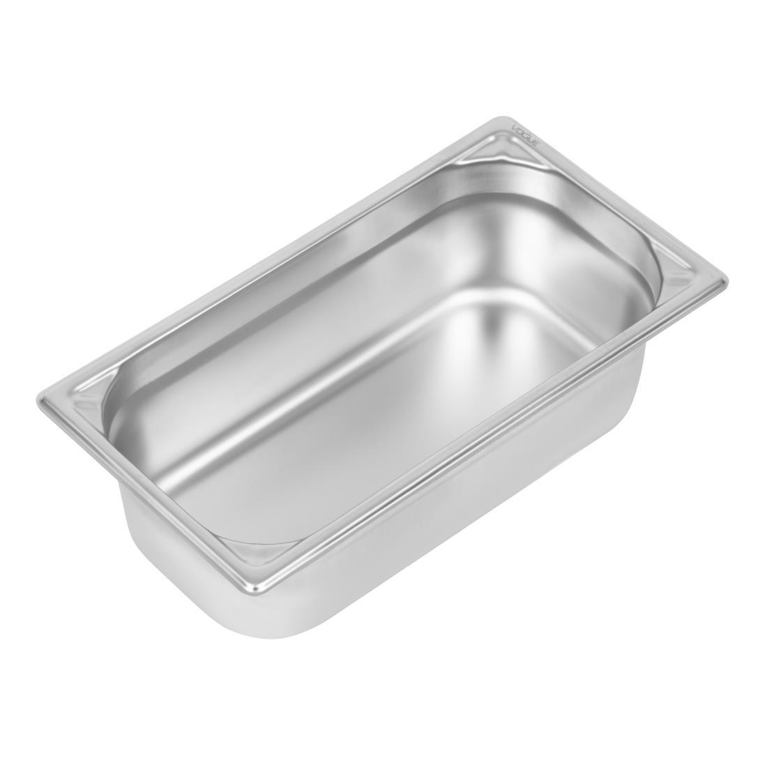 Vogue Heavy Duty Stainless Steel 1/3 Gastronorm Pan 100mm - DW443  - 1