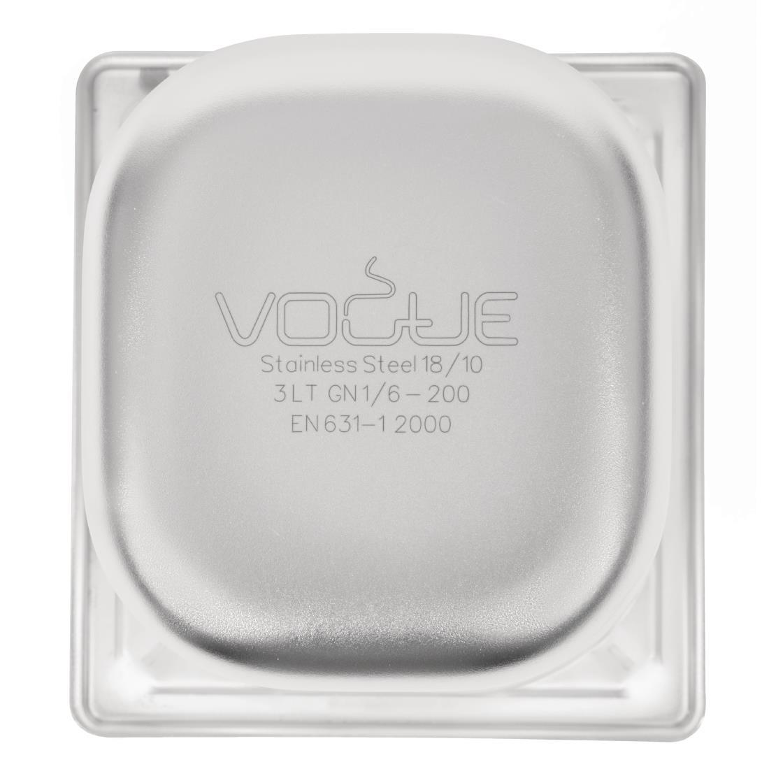 Vogue Heavy Duty Stainless Steel 1/6 Gastronorm Pan 200mm - DW452  - 6
