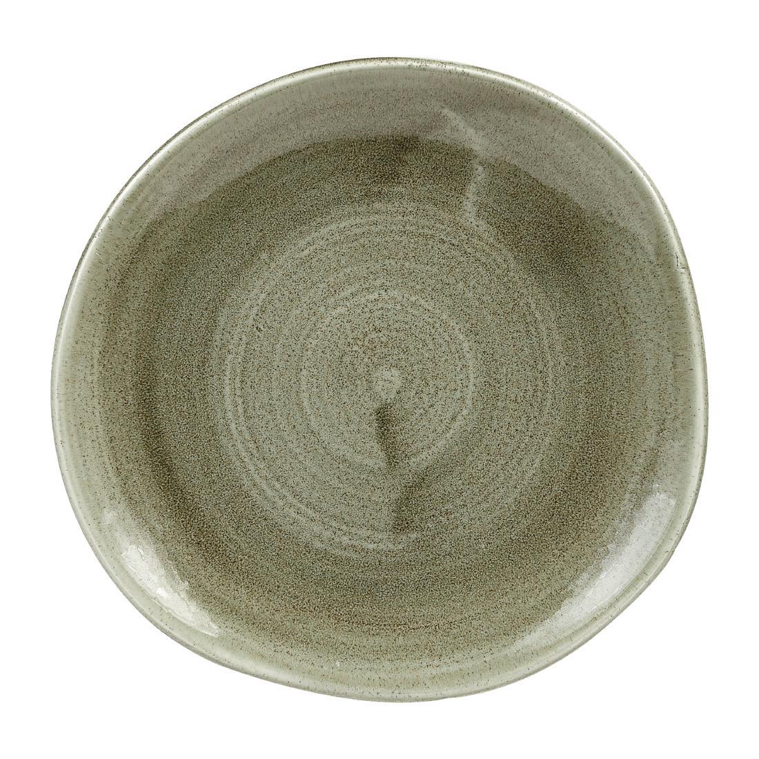 Churchill Stonecast Patina Antique Organic Round Plates Green 186mm (Pack of 12) - HC823  - 1