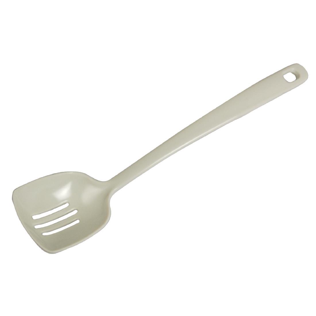 White Slotted Serving Spoon 10" - L295  - 1