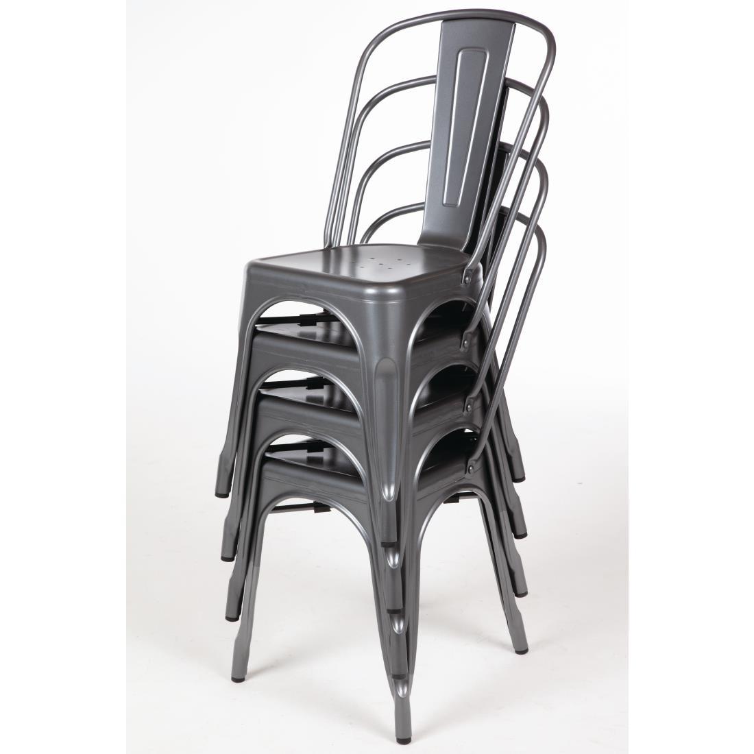 Bolero Bistro Steel Side Chairs Gun Metal Grey (Pack of 4) - GL329  - 7