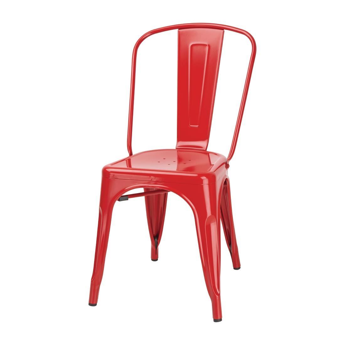 Bolero Bistro Steel Side Chair Red (Pack of 4) - GL330  - 2