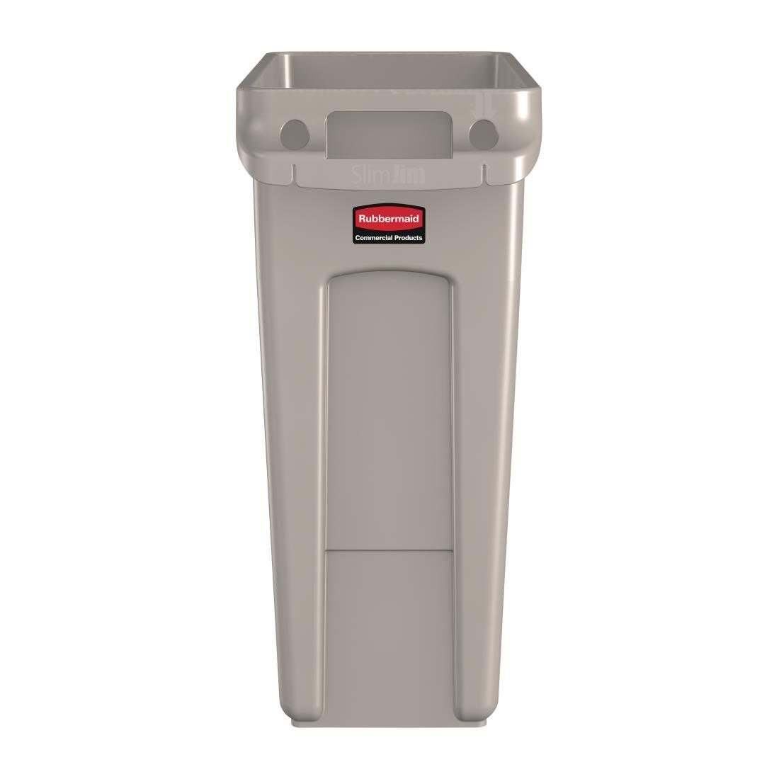 Rubbermaid Slim Jim Container With Venting Channels Beige 60Ltr - DY112  - 2