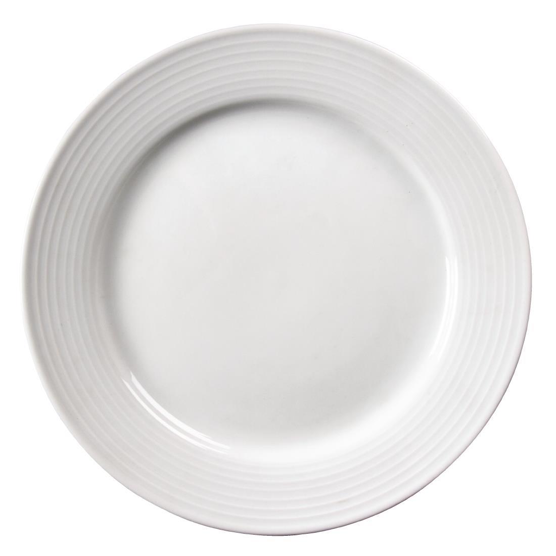 Olympia Linear Wide Rimmed Plates 250mm (Pack of 12) - U091  - 3