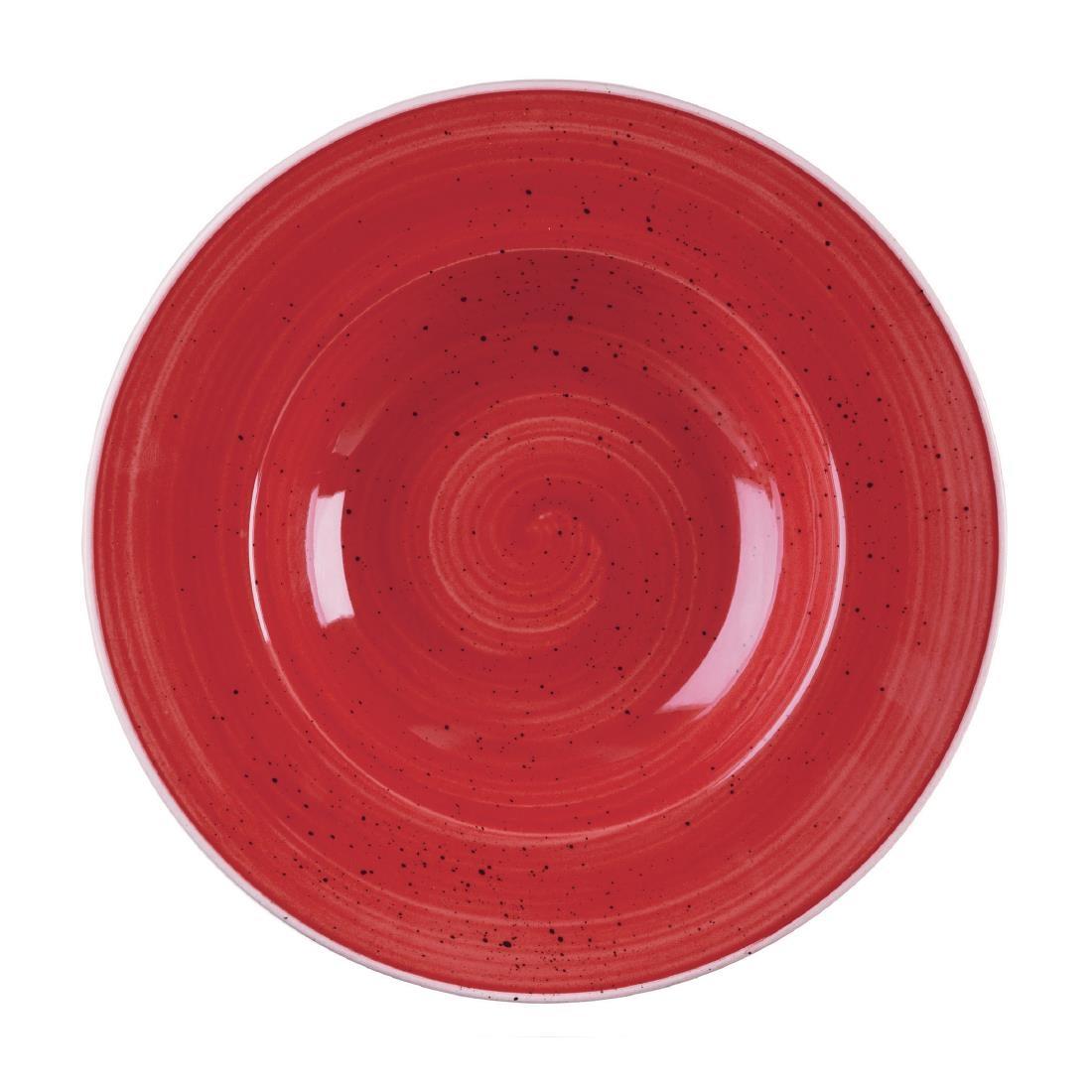 Churchill Stonecast Round Wide Rim Bowl Berry Red 280mm (Pack of 12) - DM466  - 1