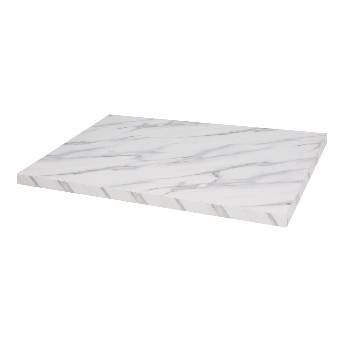 Bolero Pre-Drilled Rectangular Table Top Marble Effect 700mm - DT447  - 1