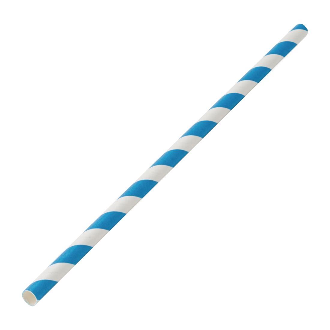 Utopia Biodegradable Paper Straws Blue Stripes (Pack of 250) - DW198  - 1