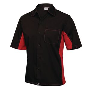 Chef Works Unisex Contrast Shirt Black and Red 2XL - A952-XXL  - 2
