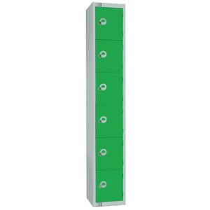 Elite Six Door Coin Return Locker with Sloping Top Green - W988-CNS  - 1