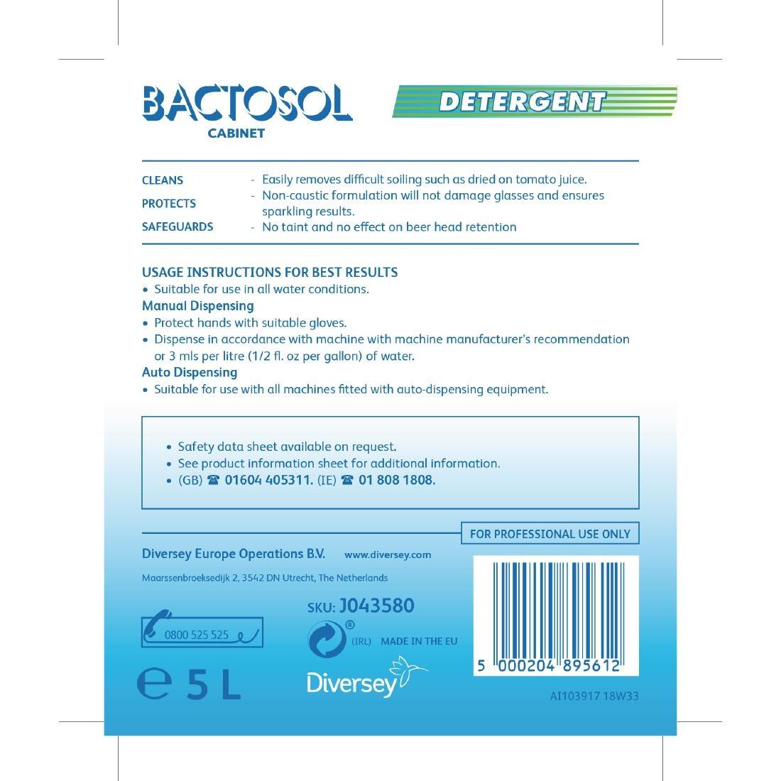 Bactosol Glasswasher Detergent Concentrate 5Ltr (2 Pack) - CD519  - 1