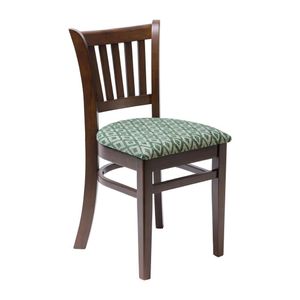 Manhattan Dark Walnut Dining Chair with Green Diamond Padded Seat (Pack of 2)