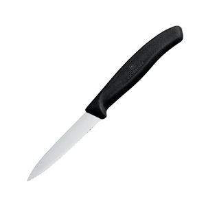 Paring Knife, Pointed Tip, Serrated Edge 8cm Black