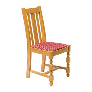 Manhattan Soft Oak High Back Dining Chair with Red Diamond Padded Seat (Pack of 2)