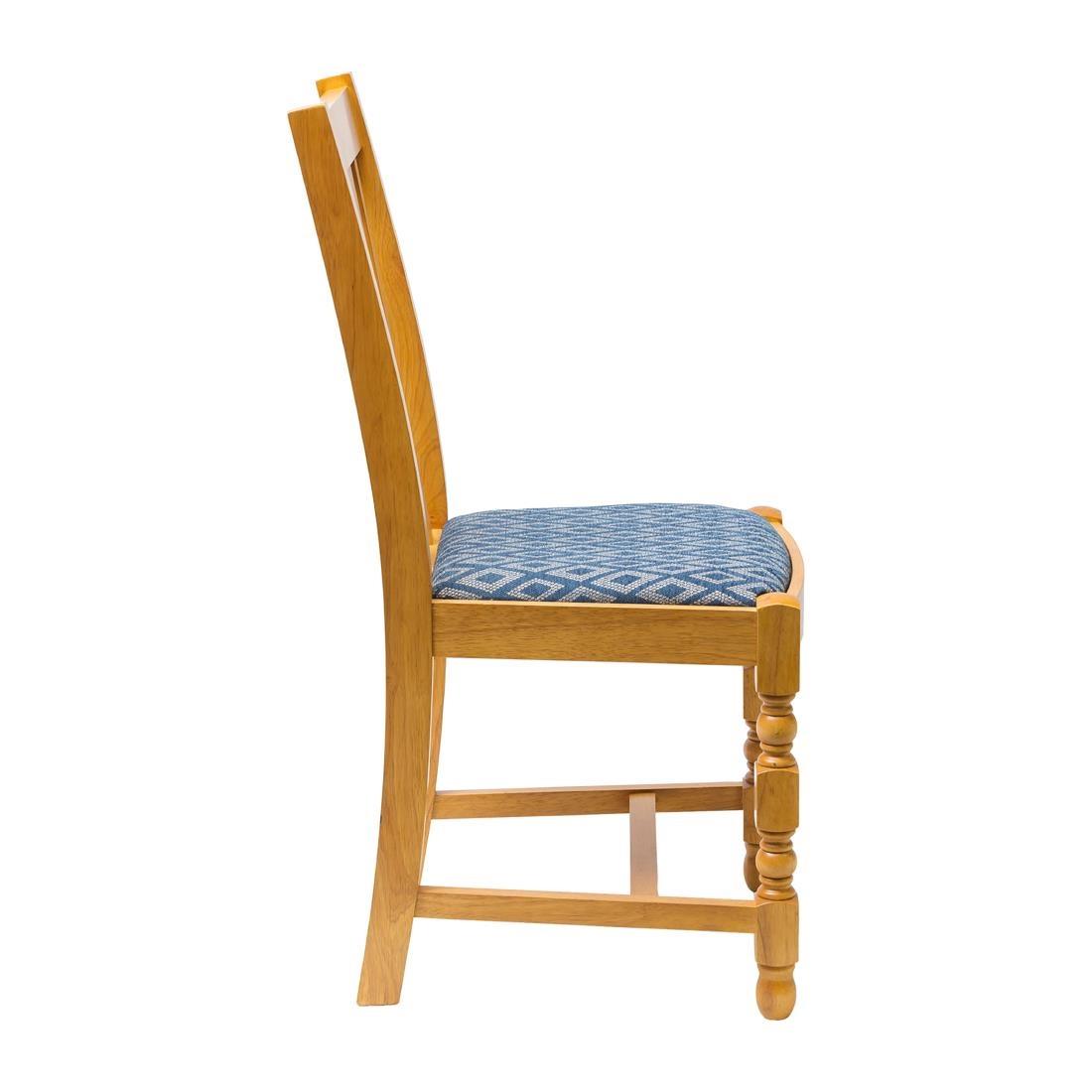 Manhattan Soft Oak High Back Dining Chair with Blue Diamond Padded Seat (Pack of 2)