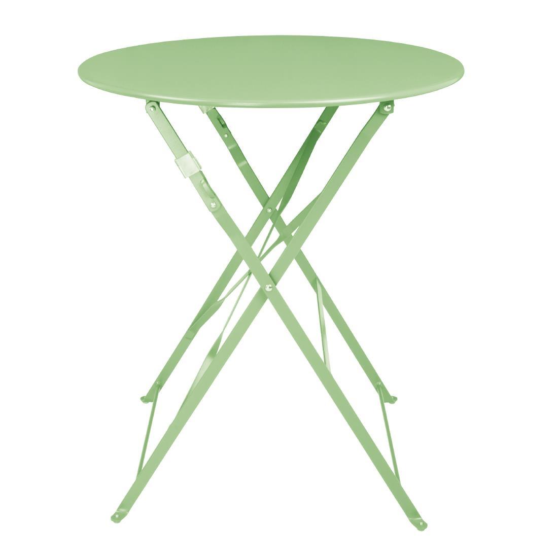 Bolero Round Pavement Style Steel Folding Table Light Green 595mm