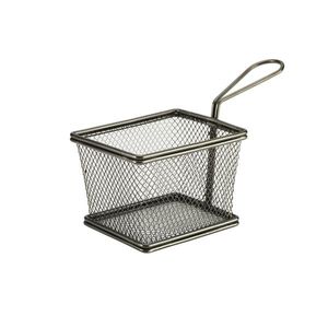 Black Serving Fry Basket Rectangular 12.5 x 10 x 8.5cm (Pack of 6) - SVB1210BK - 1