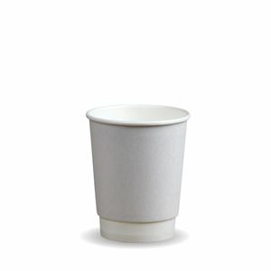 BioPak 8oz White Double Wall Compostable Hot Cups (Case of 500) - BC-8DW-W-UK - 1