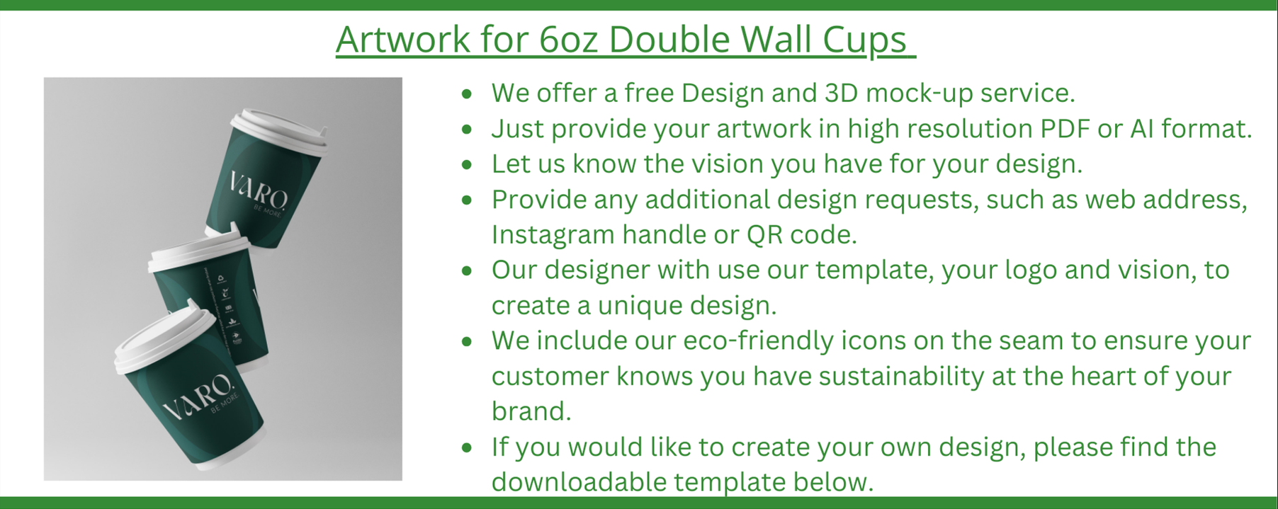 Artwork Design and Template for 6oz Double Wall Cups