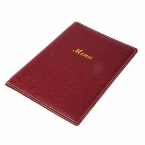 Olympia Faux Leather Menu Cover A4 Burgundy - E222 - 1