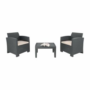 Bolero PP Armchair and Table Wicker Set Grey - DR309 - 1