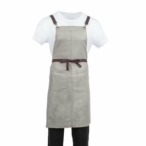 Southside Linen Blend Bib Apron Taupe - BB693 - 3