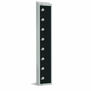 Elite Eight Door Camlock Locker with Sloping Top Black - GR690-CS - 1